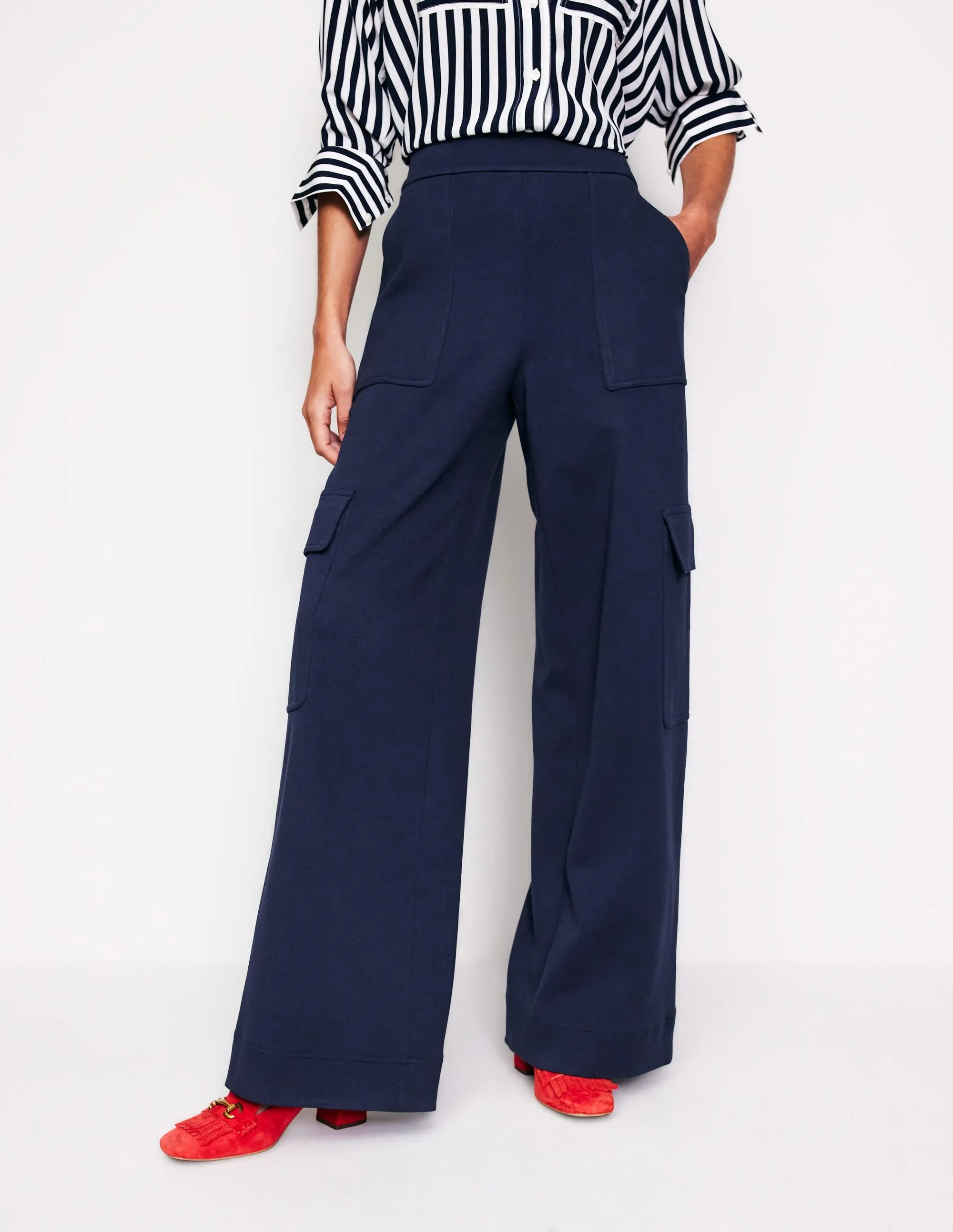 Ponte Twill Pull-on Trousers-Navy