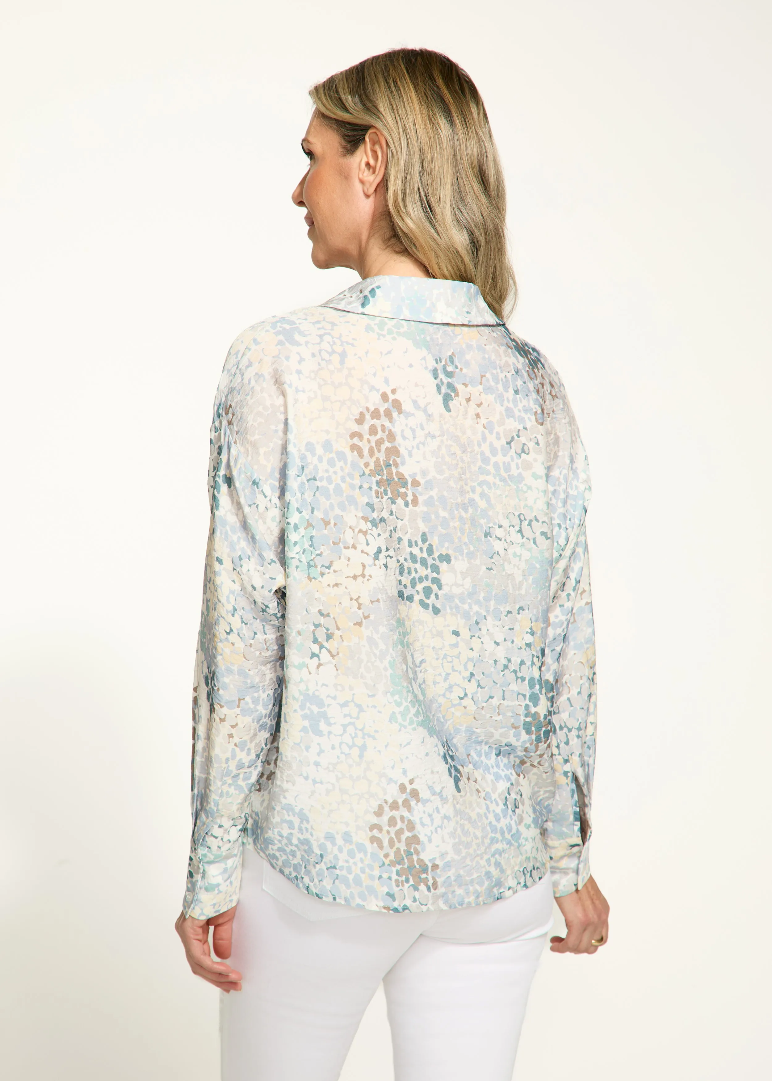 Popover Long Sleeve Blouse, Spectral Neutral