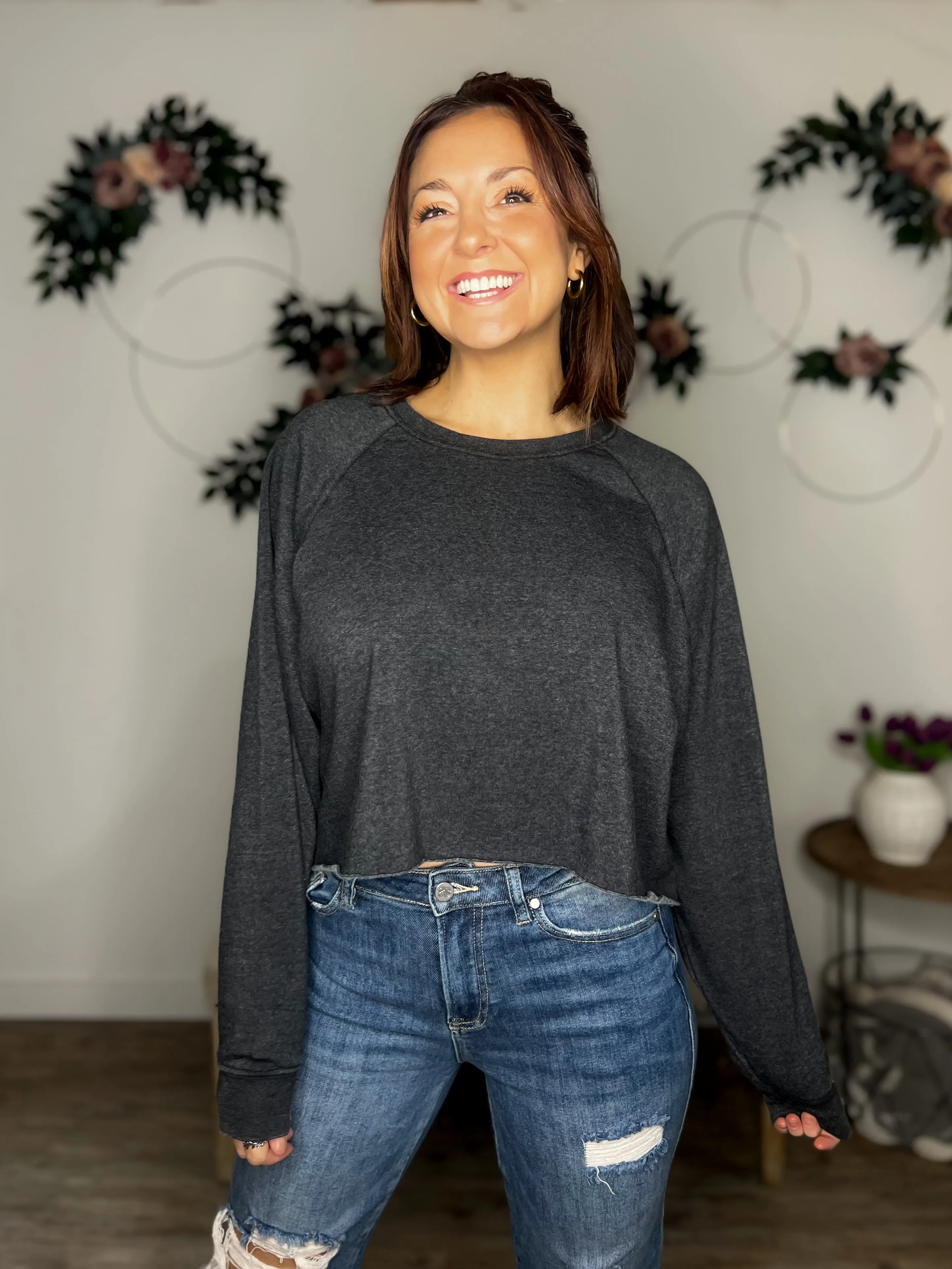 Raw Hem Comfort Sweatshirt