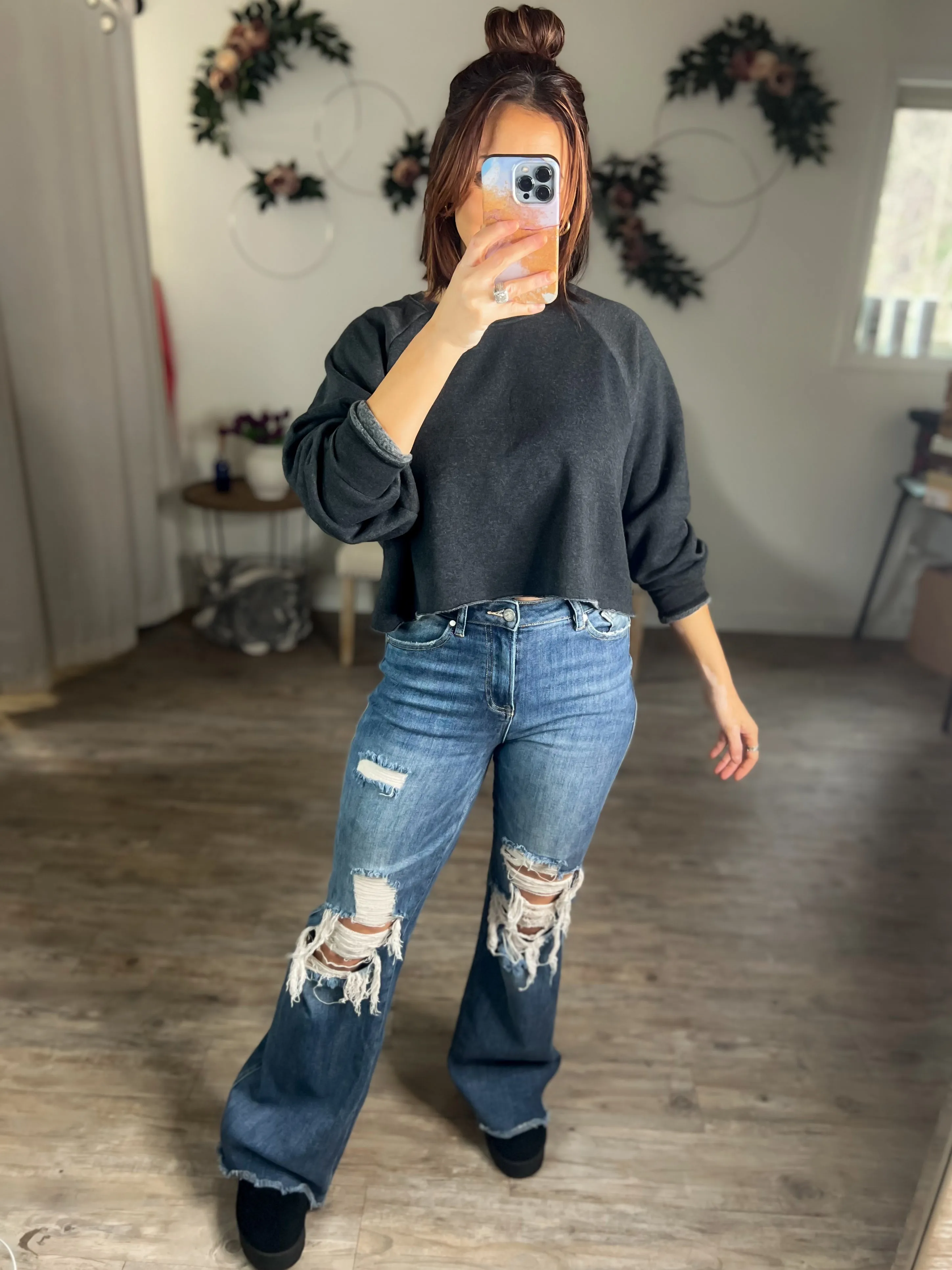 Raw Hem Comfort Sweatshirt