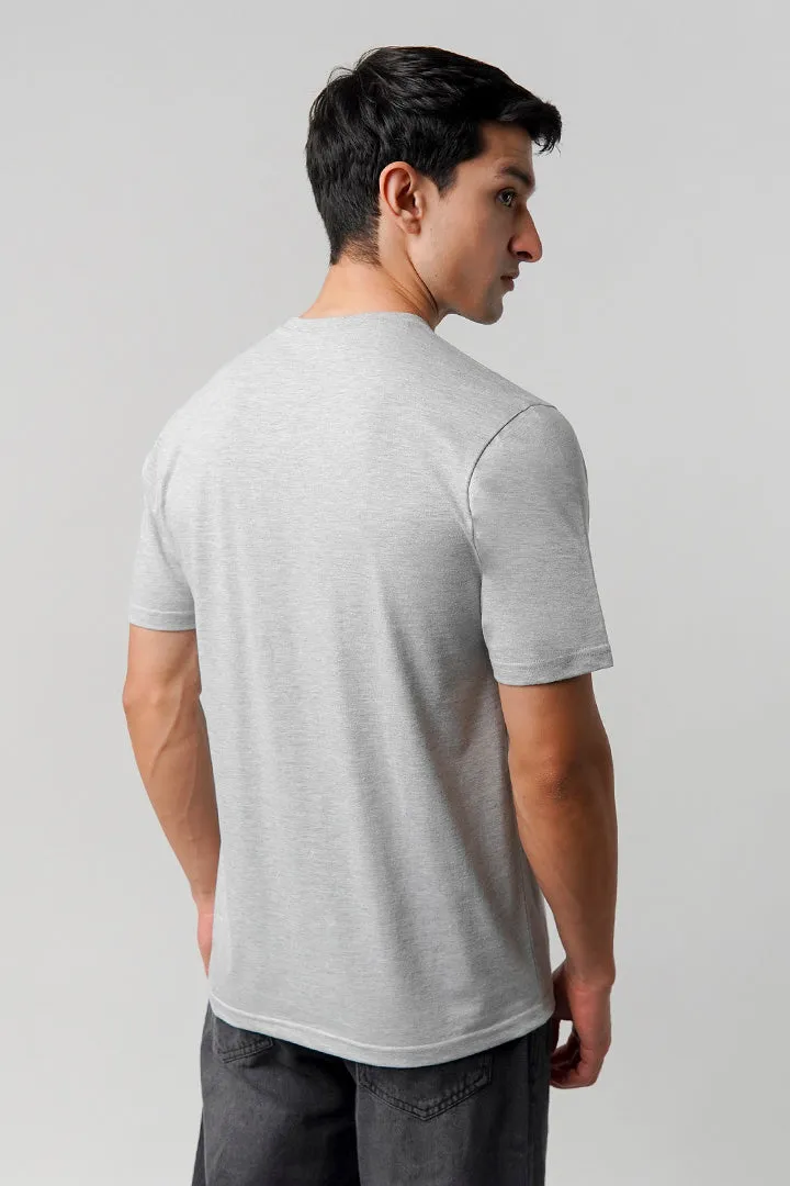 Regular Fit Henley T-Shirt - Heather Grey