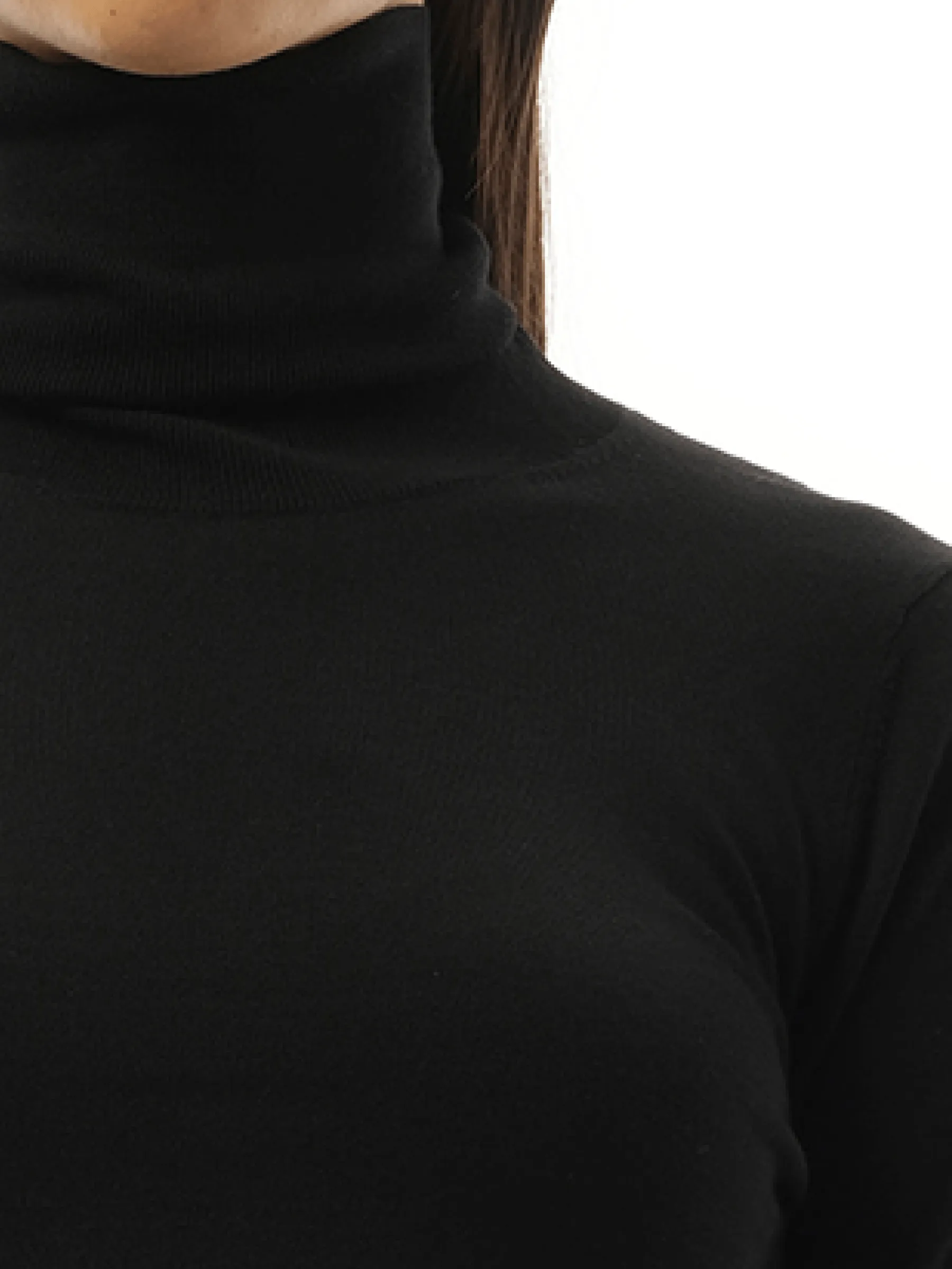 Rib Knit Turtleneck Sweater in Black