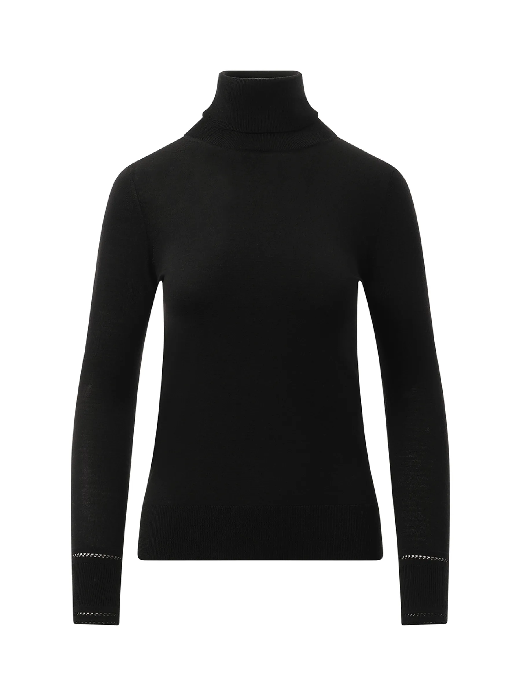 Rib Knit Turtleneck Sweater in Black