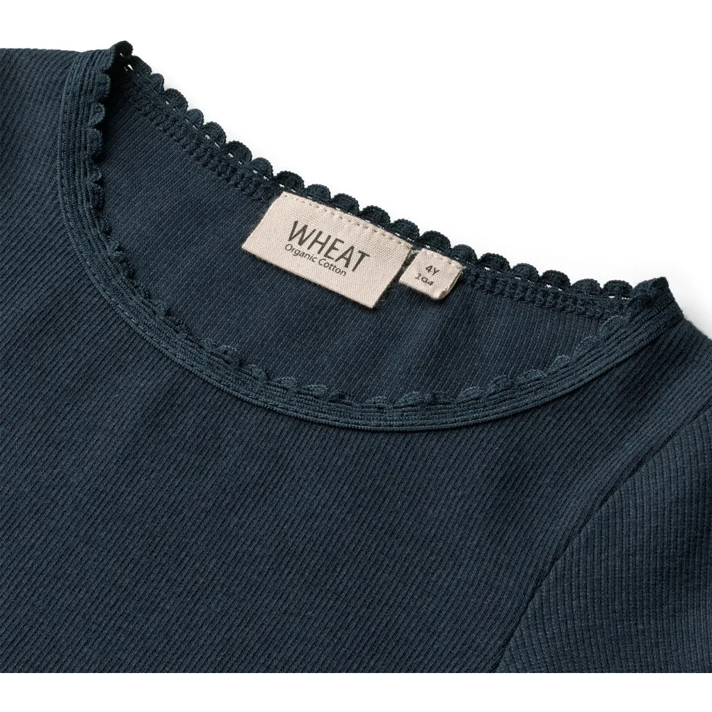 Rib T-Shirt Lace LS - navy