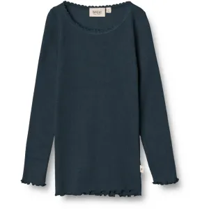 Rib T-Shirt Lace LS - navy