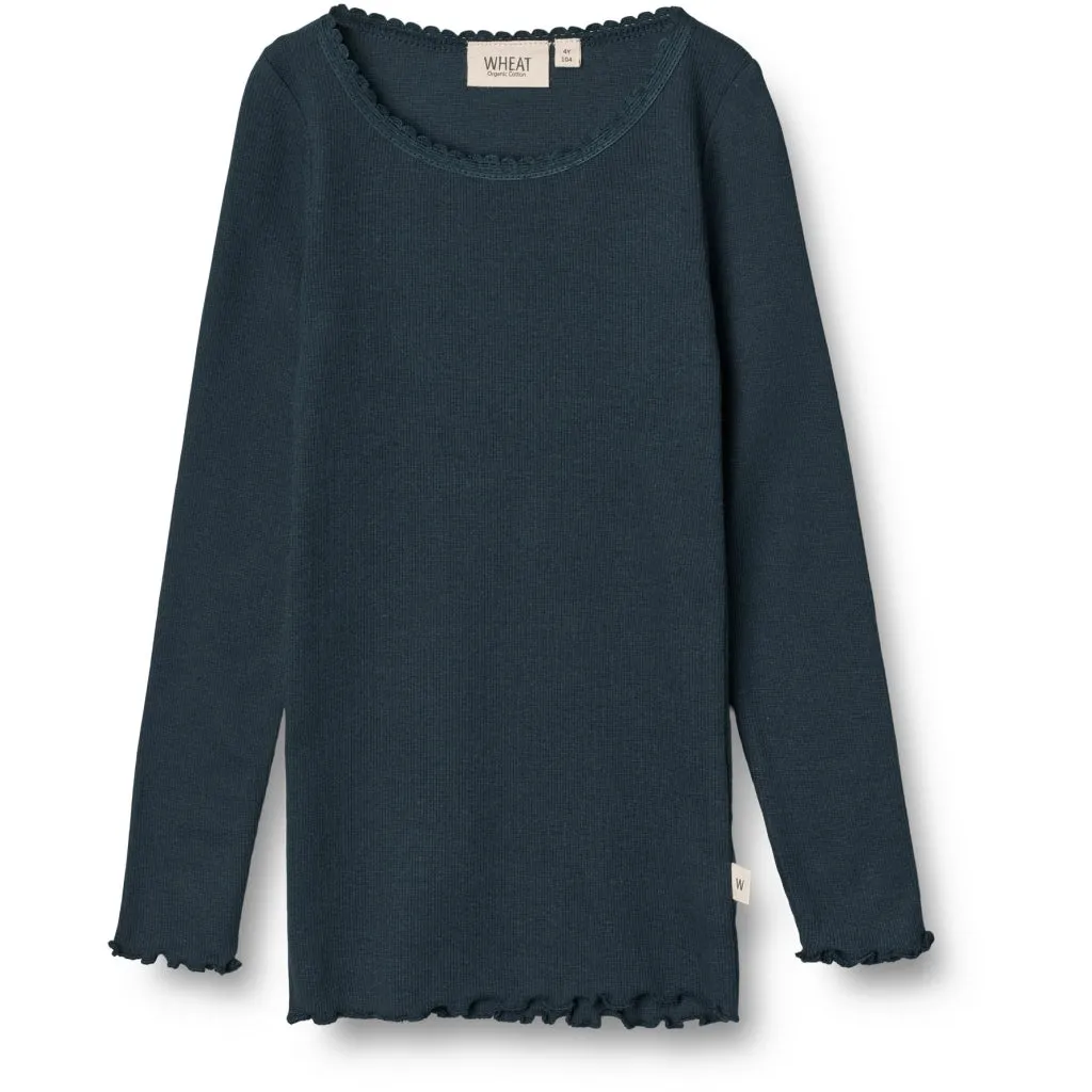 Rib T-Shirt Lace LS - navy