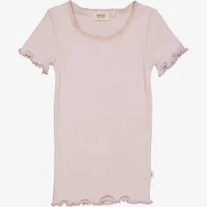 Rib T-Shirt Lace SS - soft lilac