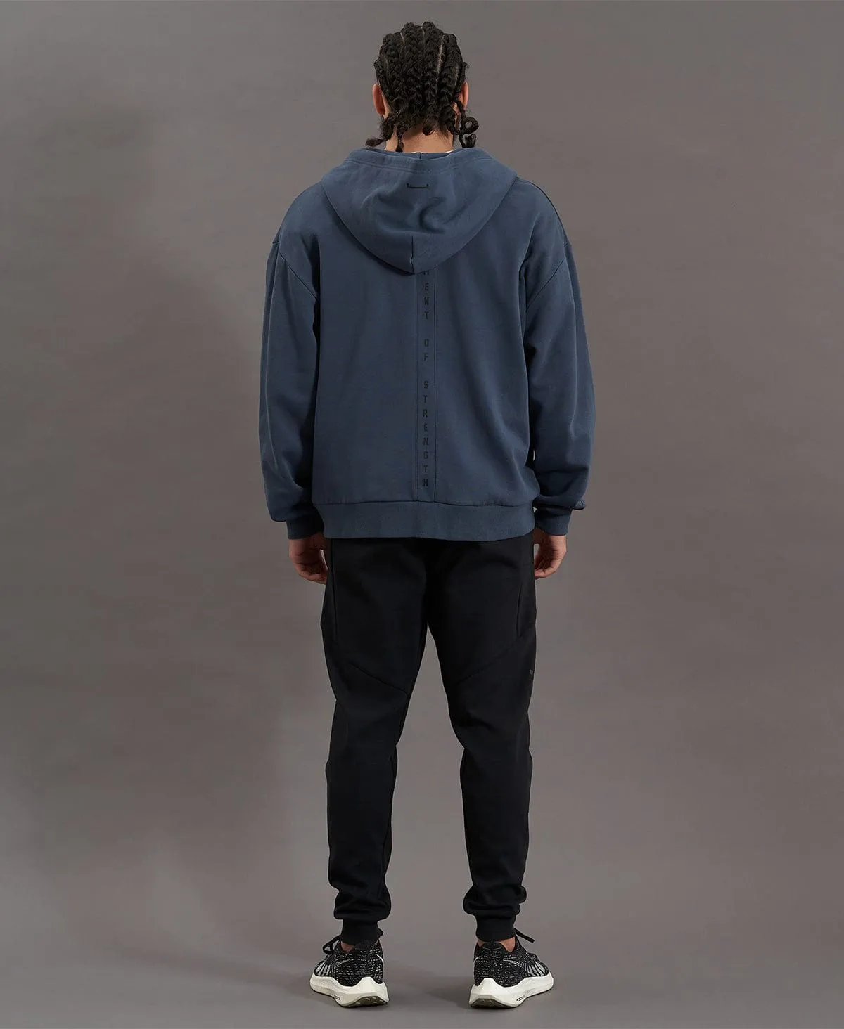 Rotation Zip Through Relaxed Hooded Jumper Orion Blue