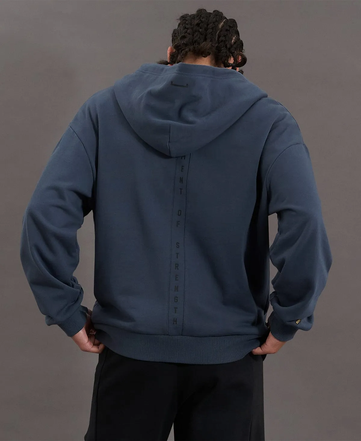 Rotation Zip Through Relaxed Hooded Jumper Orion Blue