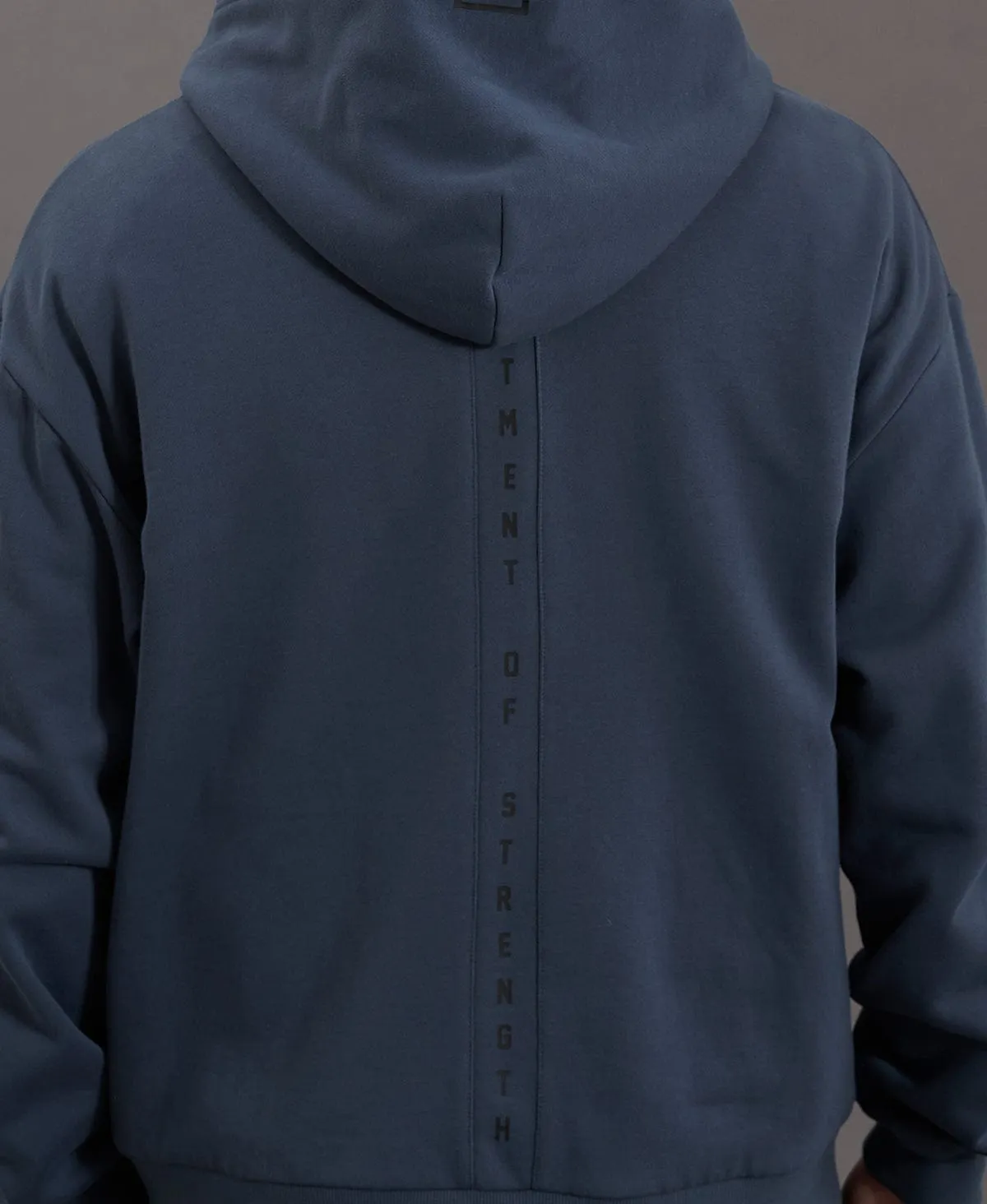 Rotation Zip Through Relaxed Hooded Jumper Orion Blue