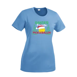 Santa's Favorite Pickleballer | Women’s Short Sleeve Crewneck Pickleball Shirts | 100% Polyester