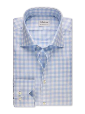 Stenstroms - Light Blue Checked Twill - Fitted Body