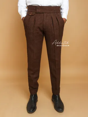 Tailored Brown Herringbone Pant