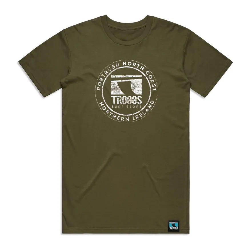 Troggs Mono Sticker T-Shirt - Olive