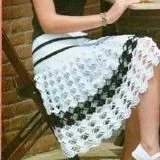 White and black crochet mini skirt
