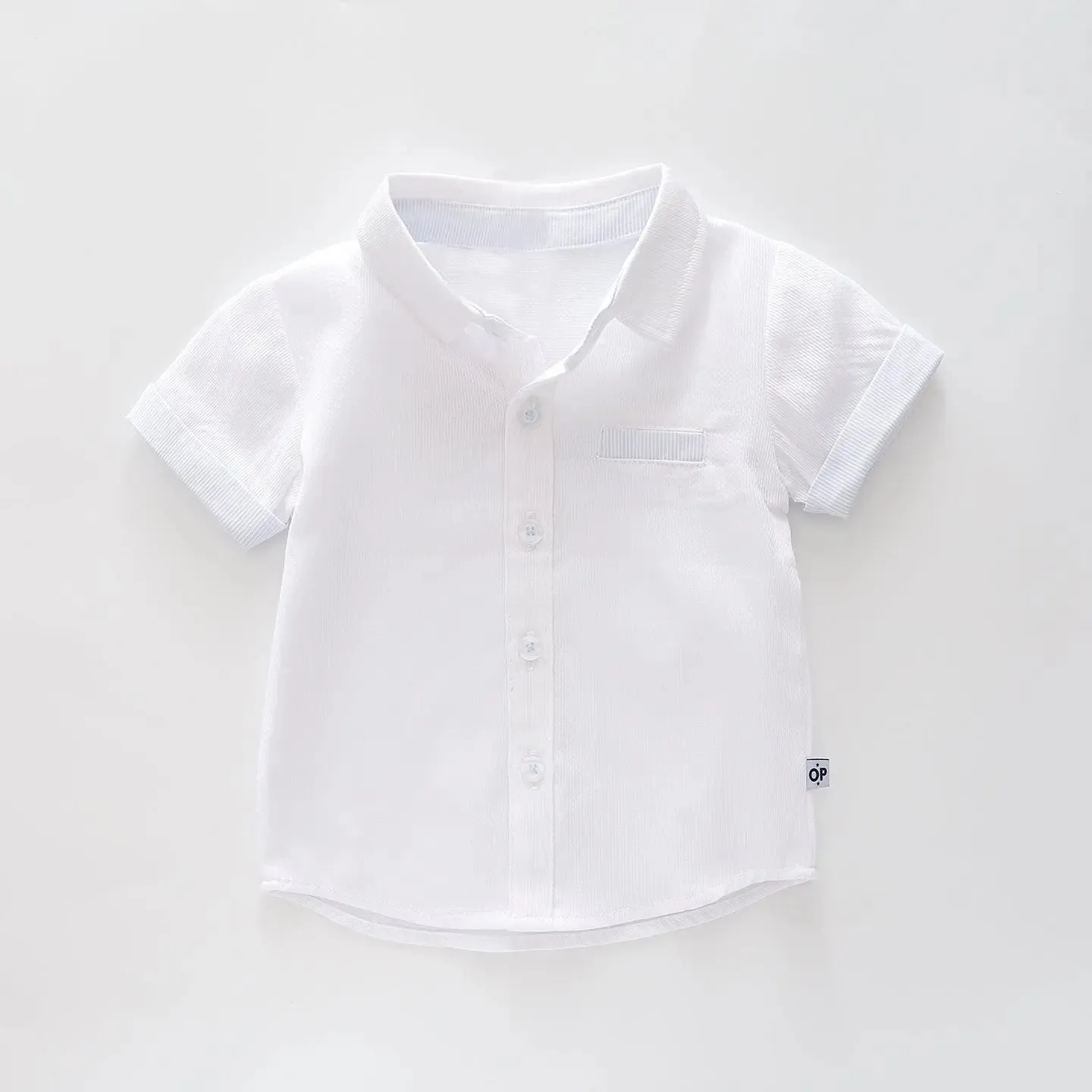 White Woven Collared Shirt