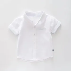 White Woven Collared Shirt