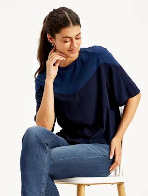 Women's Colorblock Loose Fit Crop T-Shirt