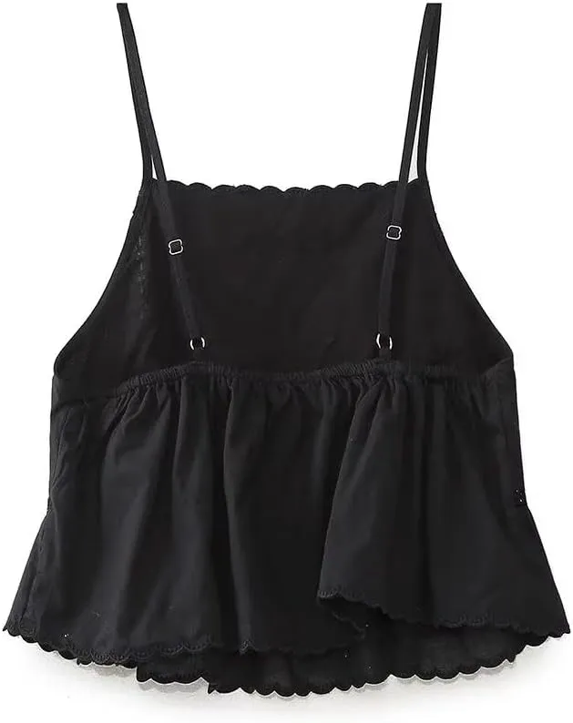 Women's Embroidered Camisole Tops with Adjustable Straps for Vacation Style