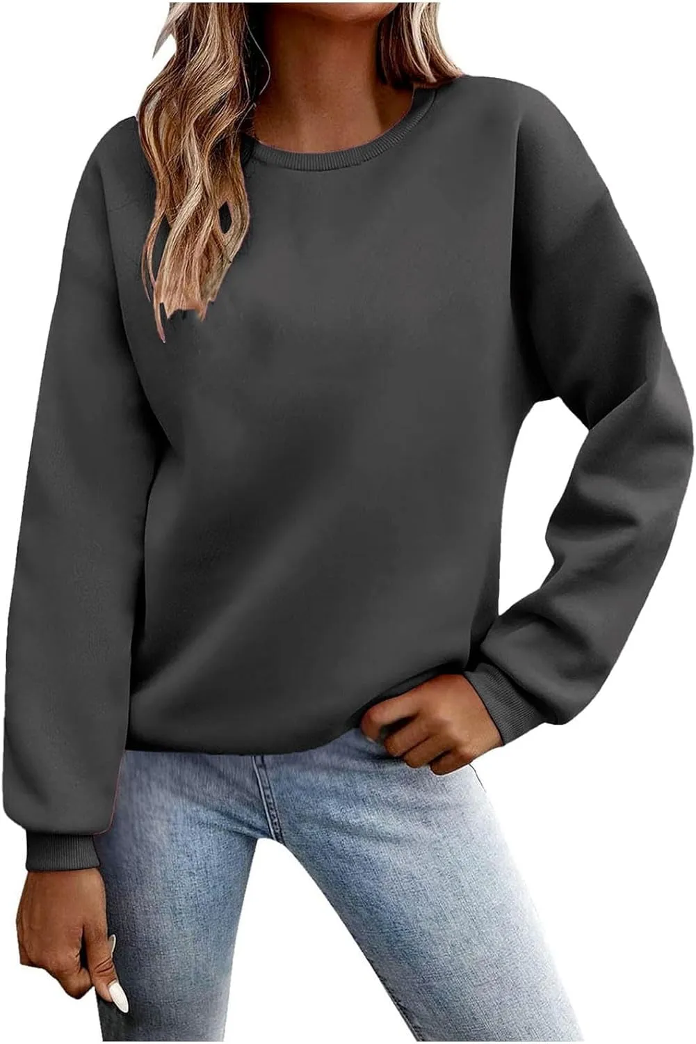 Womens Oversized Sweatshirts Cute Crewneck Long Sleeve Fleece Pullover Tops Winter Outfits Fashion Clothes 2024