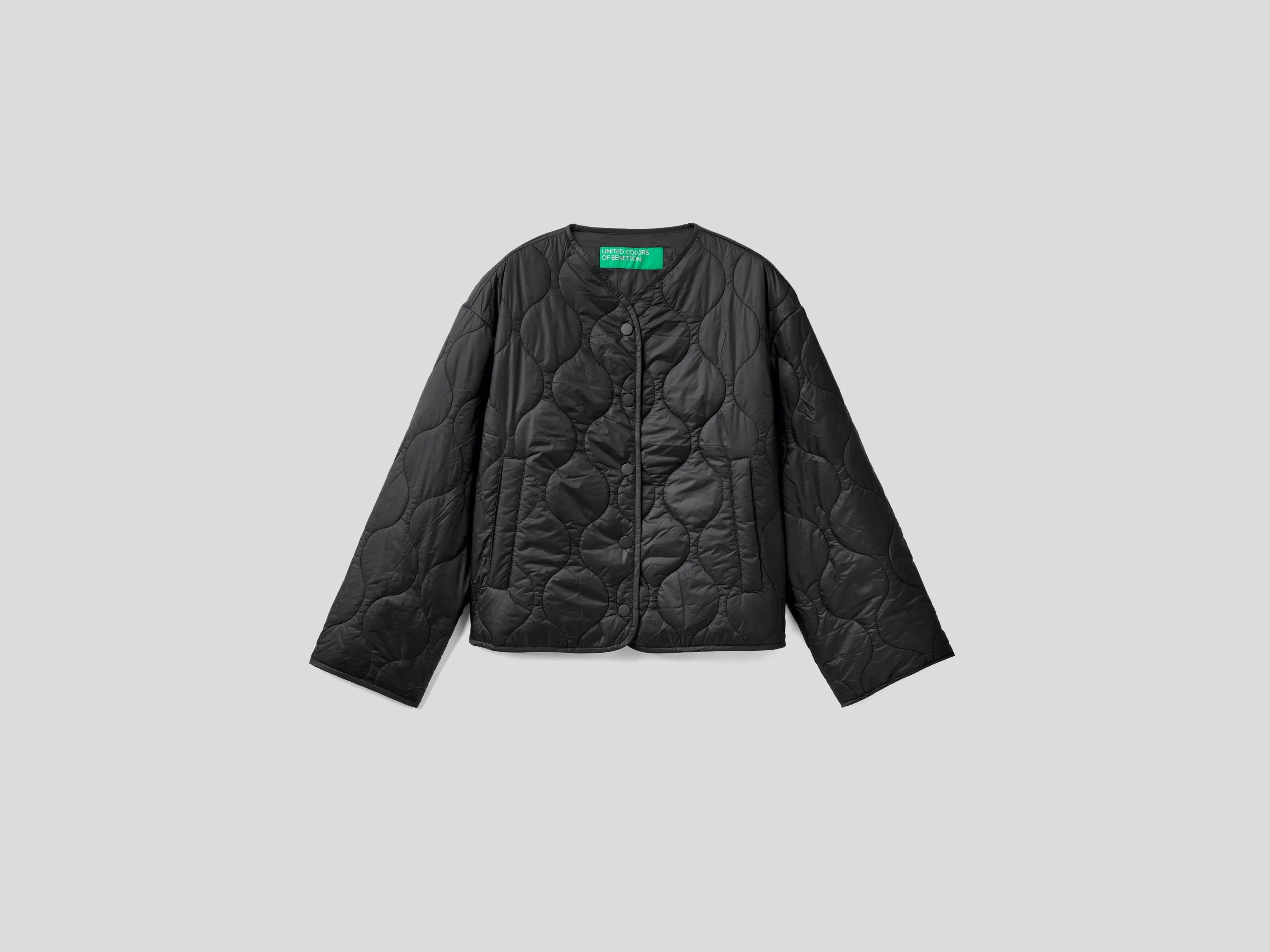 Womens Quilted Button Down V-Neck Jacket