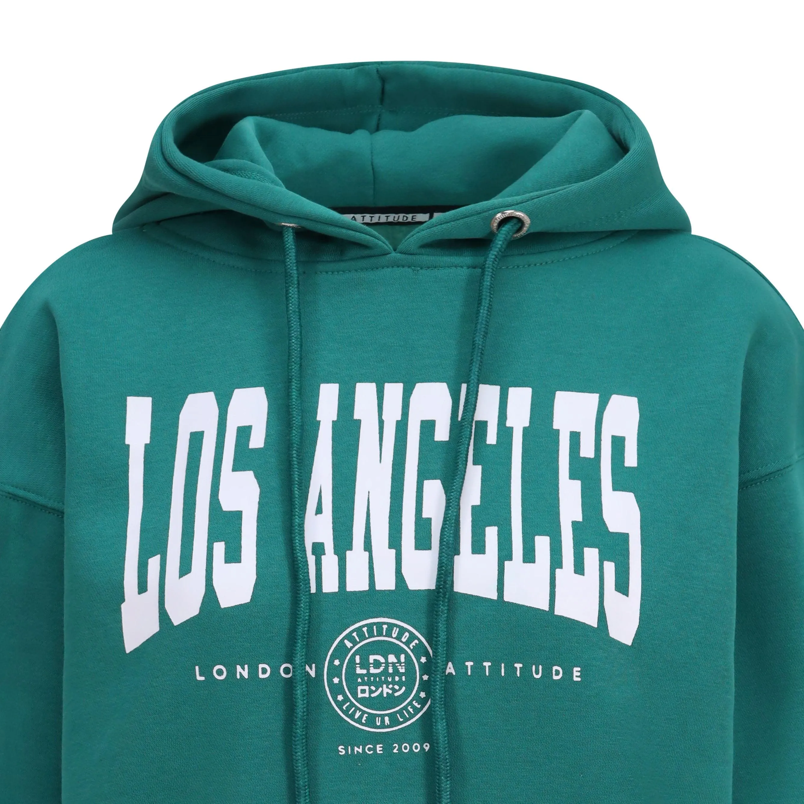 Women's Relaxed Fit "Los Angeles" Printed Hoodie Green
