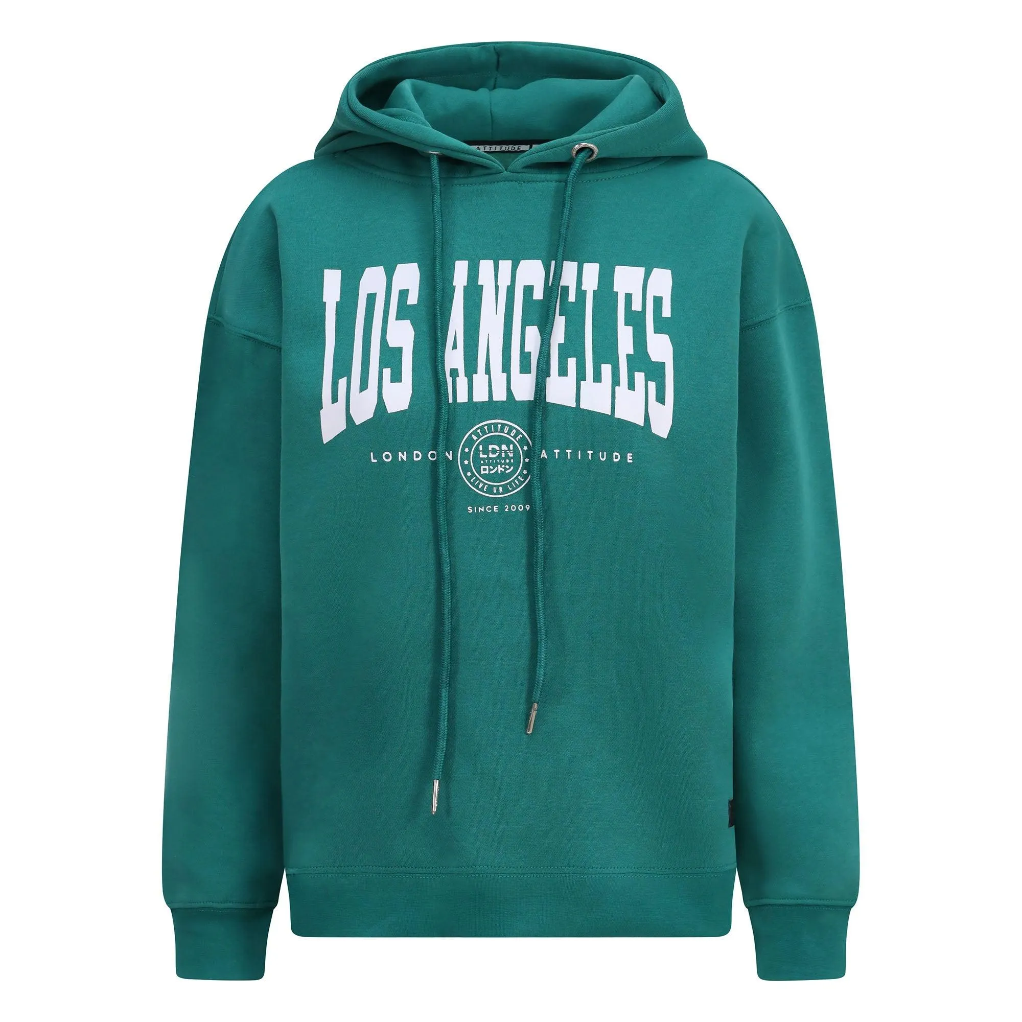 Women's Relaxed Fit "Los Angeles" Printed Hoodie Green