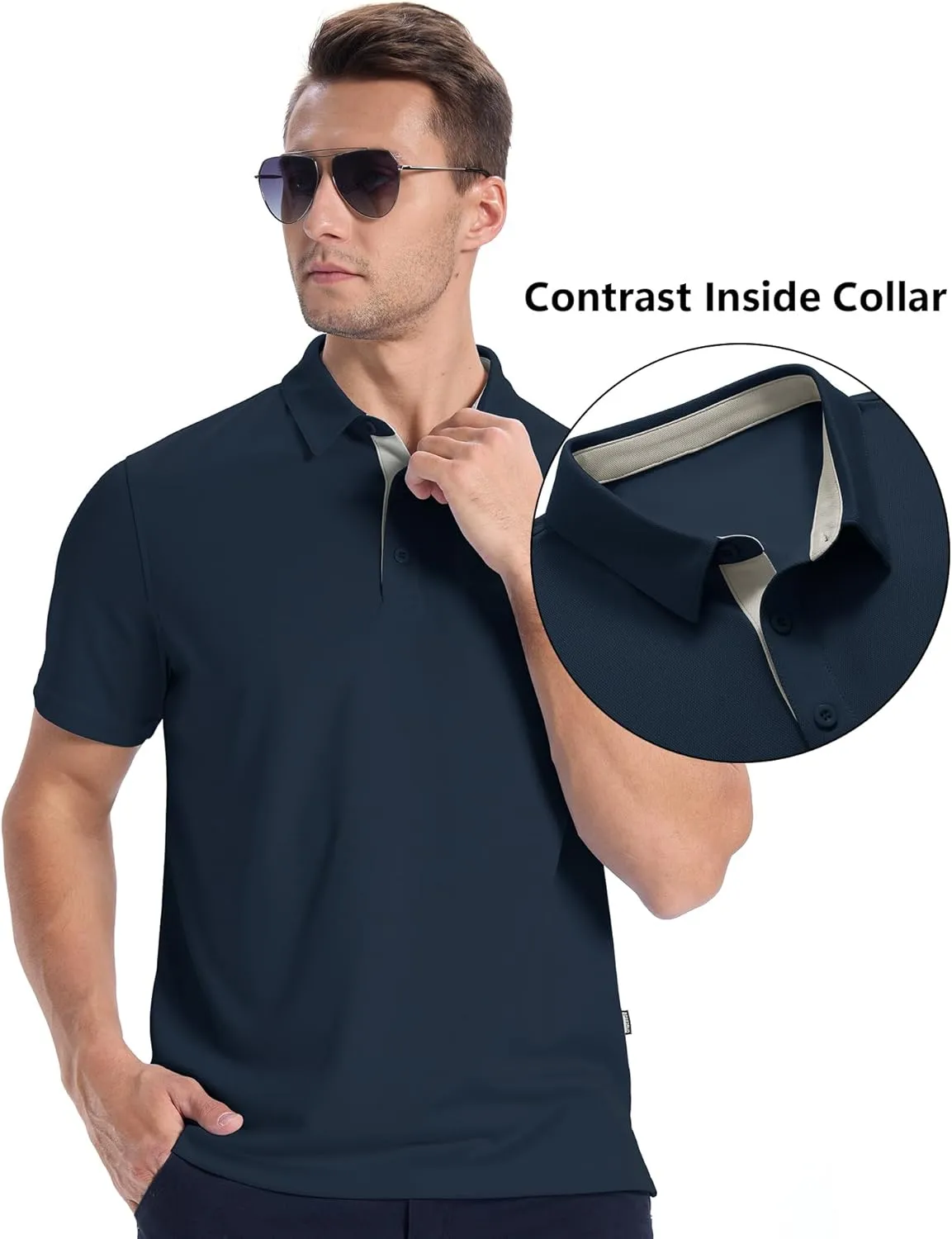 ZITY Mens Golf Shirts Short Sleeve Polo Performance Moisture Wicking Dry Fit Collared Shirts for Casual Bussiness