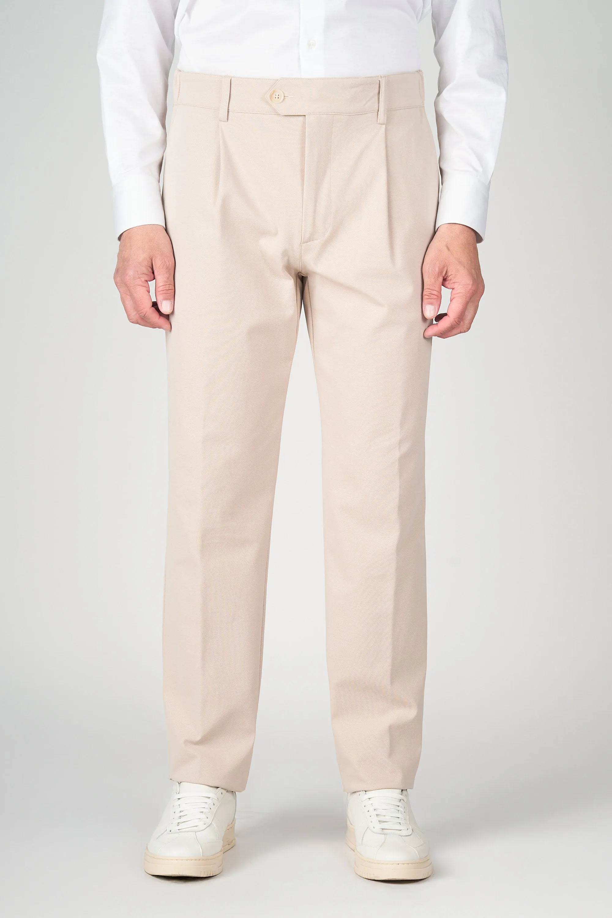 ZMART Single-Pleated Jersey Twill Trousers